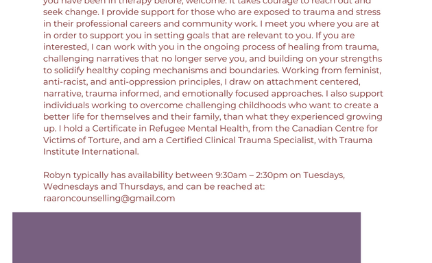 Photo of Amanda Rocheleau, MSW, RSW Counselling & Consulting
