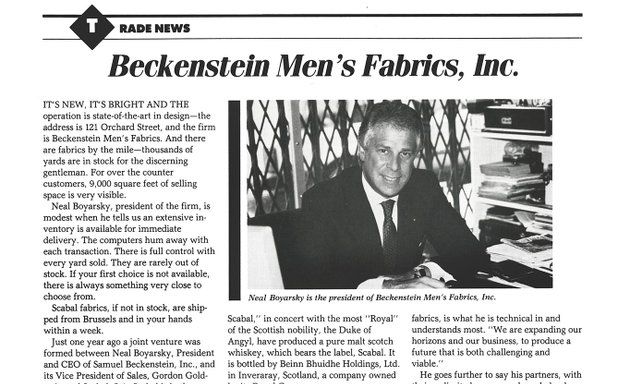 Photo of Beckenstein Men's Fabrics