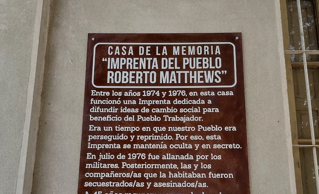 Foto de Casa de la Memoria Imprenta del Pueblo Roberto Matthews